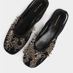 Dries Van Noten Black Embellished Slingback Ballerina Flats